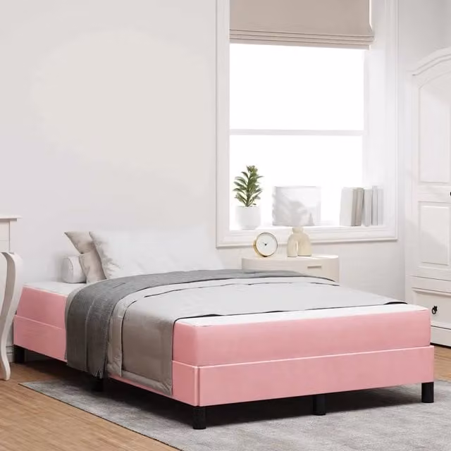 Letto a molle con materasso-Struttura Letto con Materasso Rosa 120 x 200 cm Tessuto