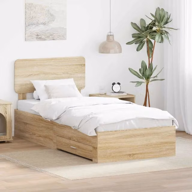 Struttura letto con cassetto vidaXL in legno color marrone L: 190 cm, P: 78 cm, H: 90 cm