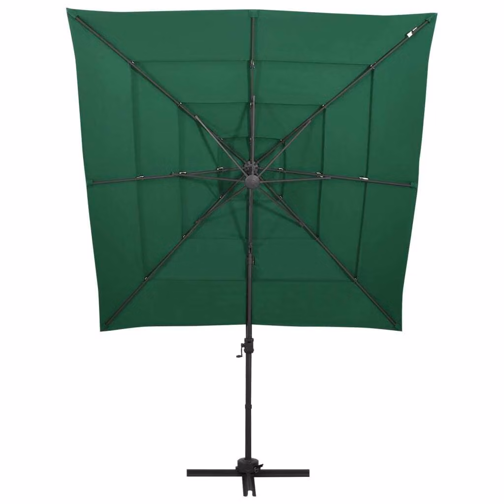 vidaXL Ombrellone con palo in alluminio a 4 strati verde 250x250 cm