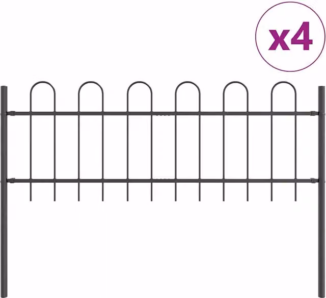 Recinzione per Giardino | Recinzione da cortile 4 pz Grigio 6,8 x 0,6 m