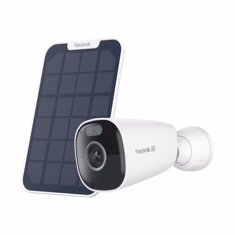 Reolink Argus Eco Ultra+Pannello solare, telecamera di sorveglianza wireless per esterni a batteria 4K 8MP, WiFi 2,4&5GHz, visione notturna a colori, rilevamento persone/auto/animali domestici