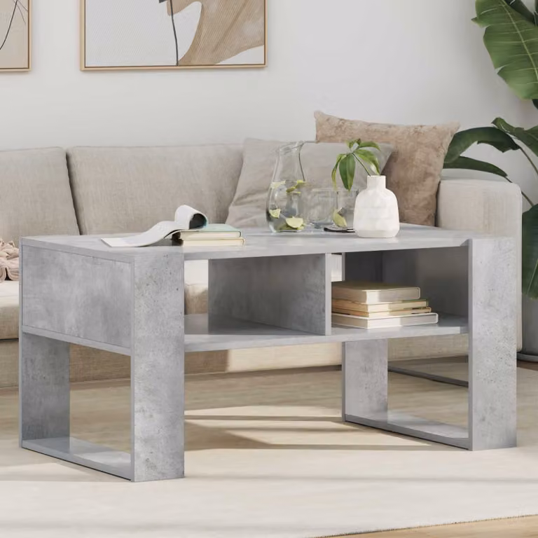 vidaXL Tavolino da salotto moderno rettangolare in grigio, L: 92 cm, P: 53 cm, H: 45 cm