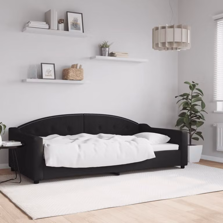 Letto da giorno vidaXL in tessuto nero con struttura imbottita L: 100 cm, P: 200 cm, H: 75 cm
