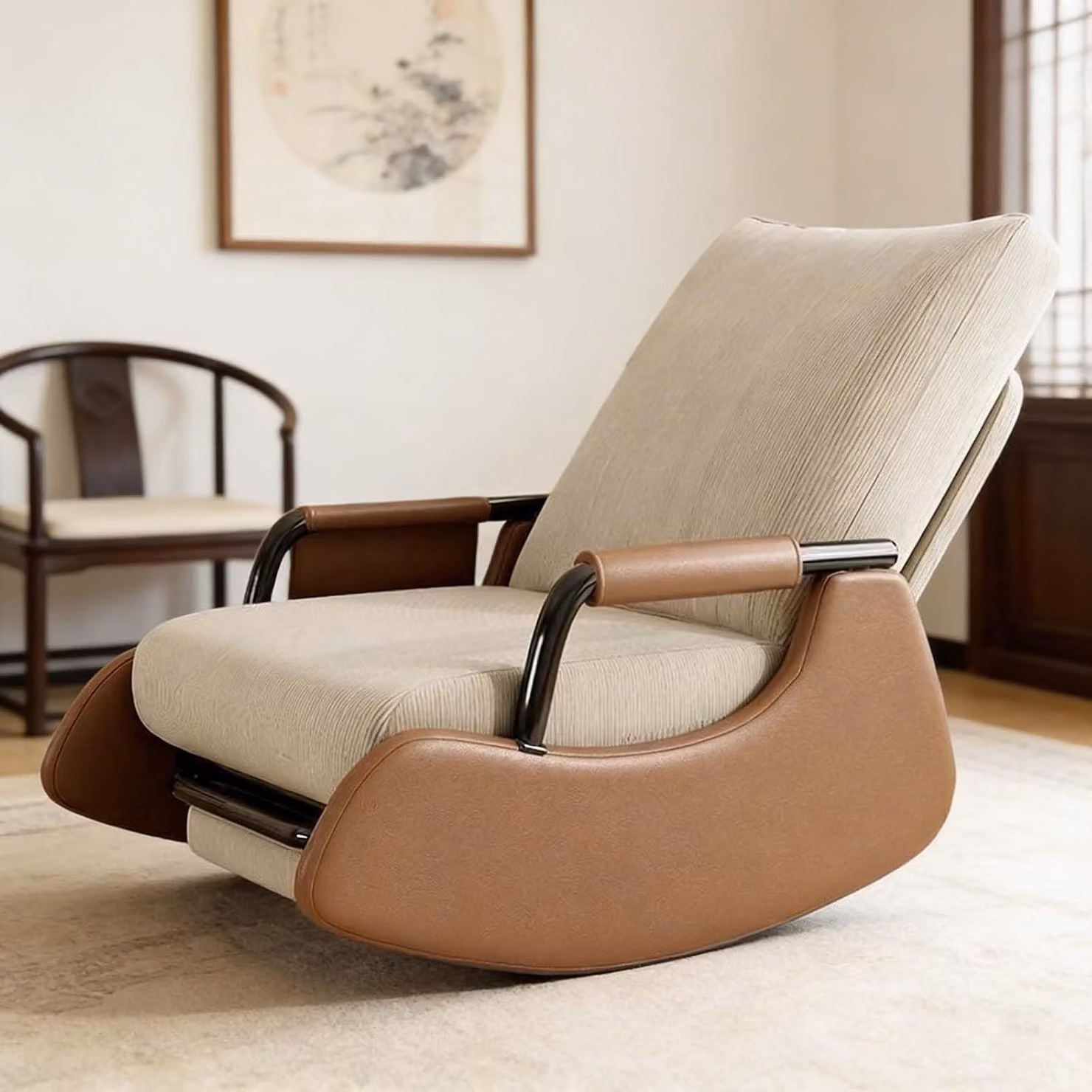 Sedia da scrivania in stile mid-century modern, con cuscino imbottito, e comoda poltrona da salotto con braccioli, ideale per il soggiorno, l'angolo lettura e l'ufficio