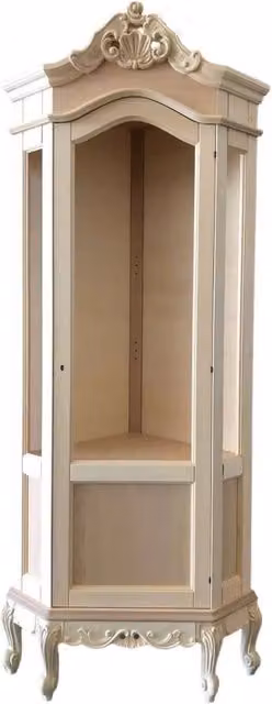 Vetrina ad angolo classica in legno grezzo con anta in vetro e serratura Mobili 2G L: 89 cm, P: 66 cm, H: 214 cm – 2