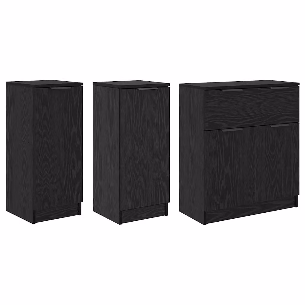 Credenza moderna vidaXL in 3 pezzi nero opaco L: 69,5 cm, P: 34 cm, H: 180 cm – 2