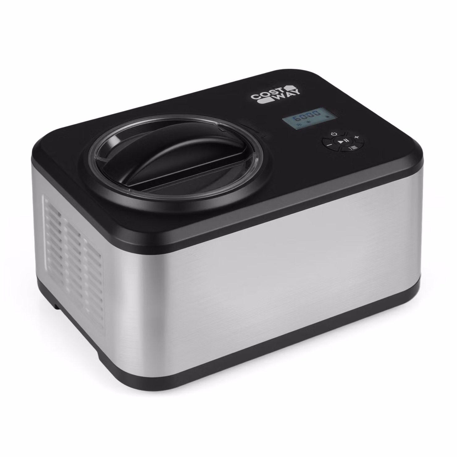 Gelatiera Costway con compressore in acciaio inox, display LED e timer, capacità 1,5 l, colore argento e nero