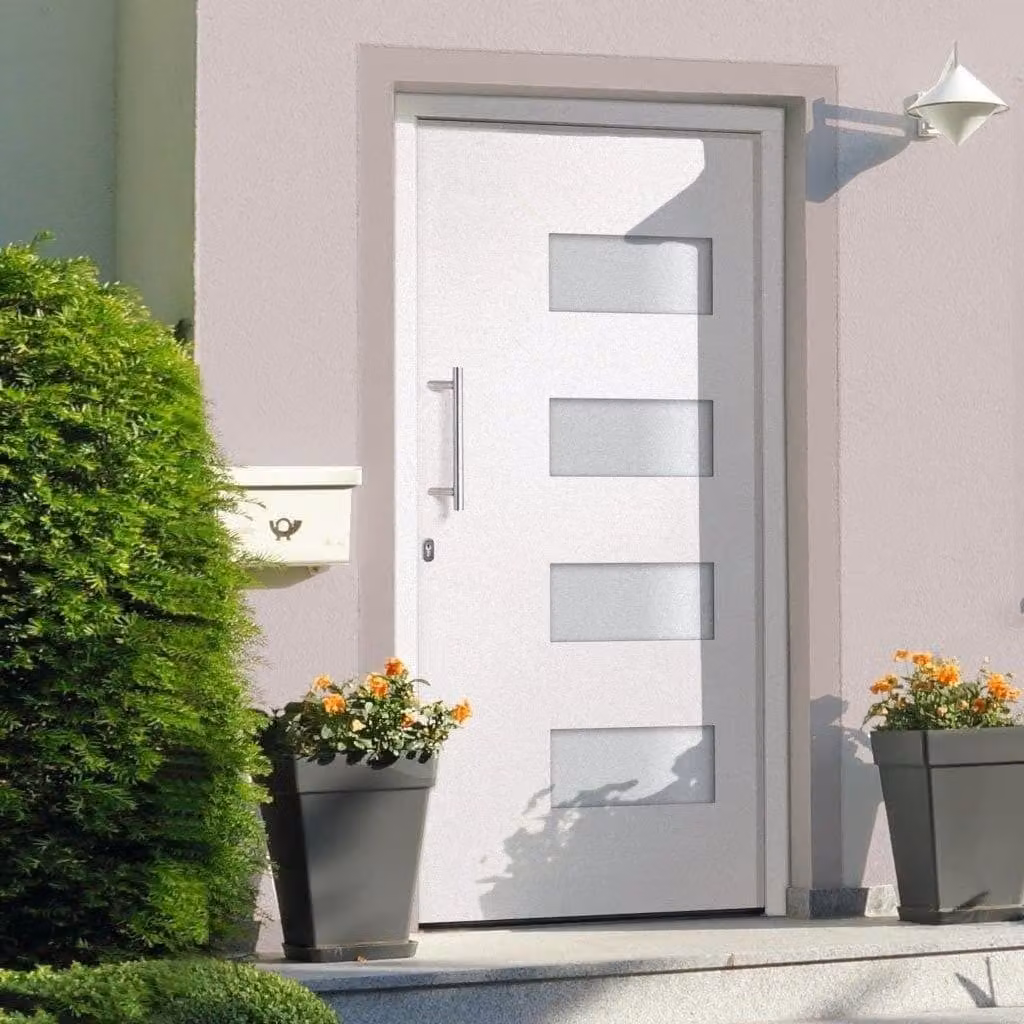 Porta d'ingresso The Living Store in alluminio e PVC bianco 110x210 cm