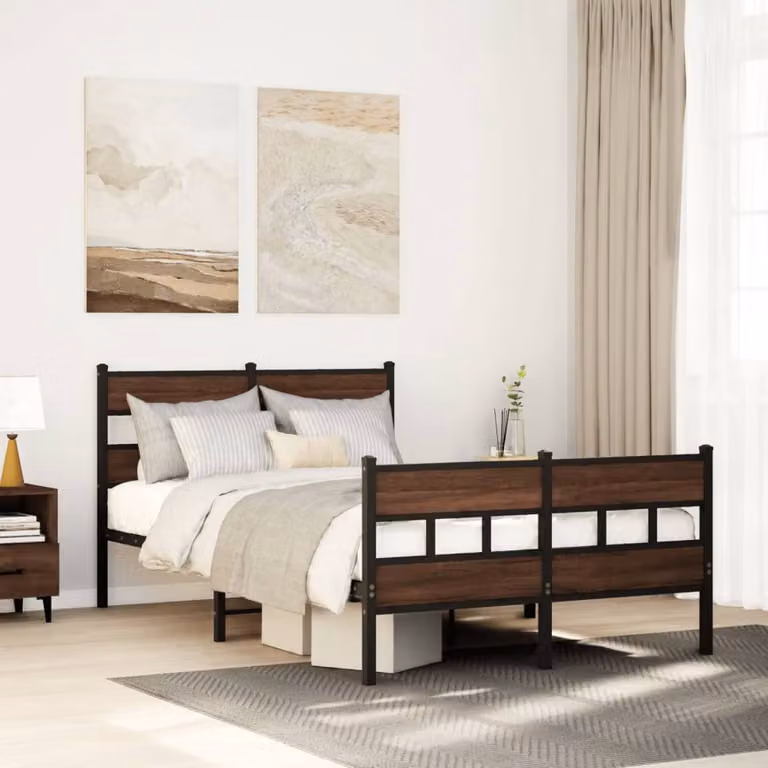 vidaXL Giroletto in metallo con testiera e pediera, colore marrone, L/P/H: 120 x 200 cm