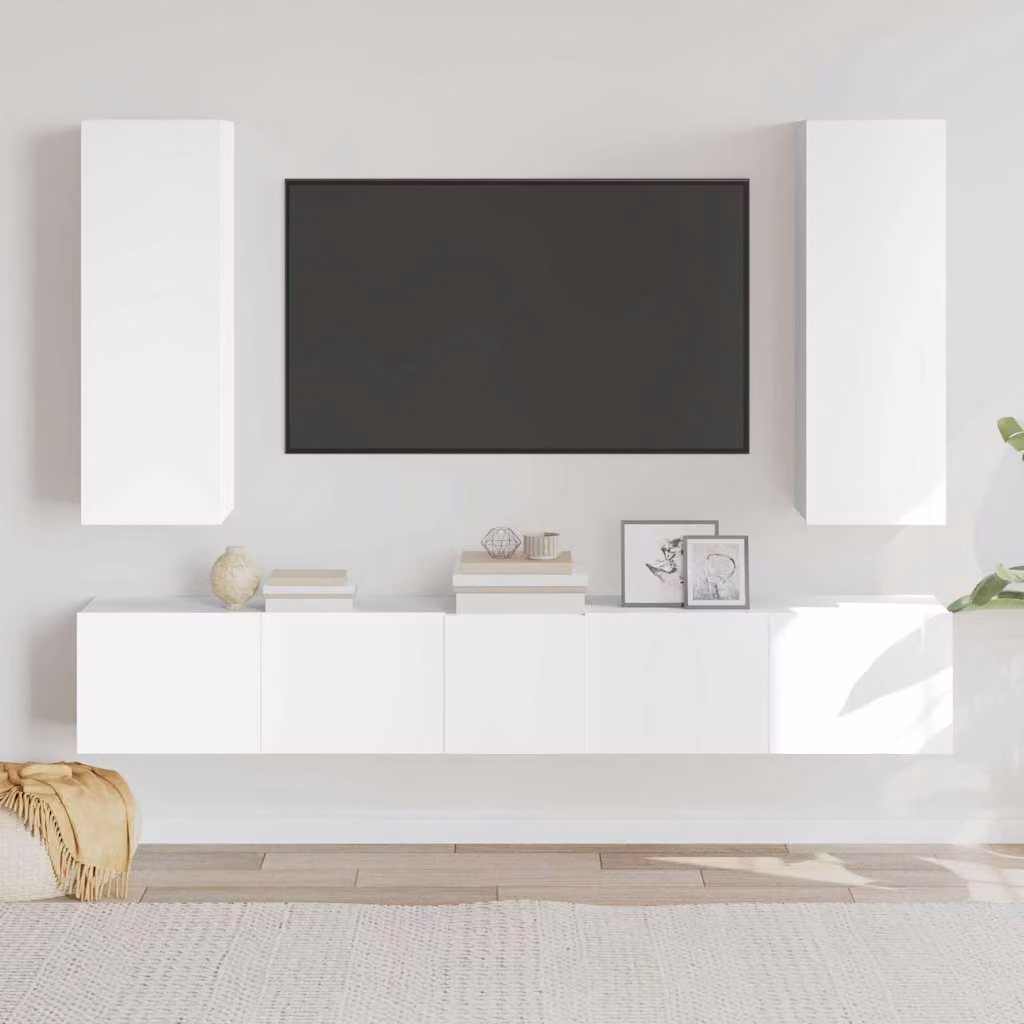 Set di Mobili Porta TV 5 pz vidaXL Bianco in Legno e MDF – 1