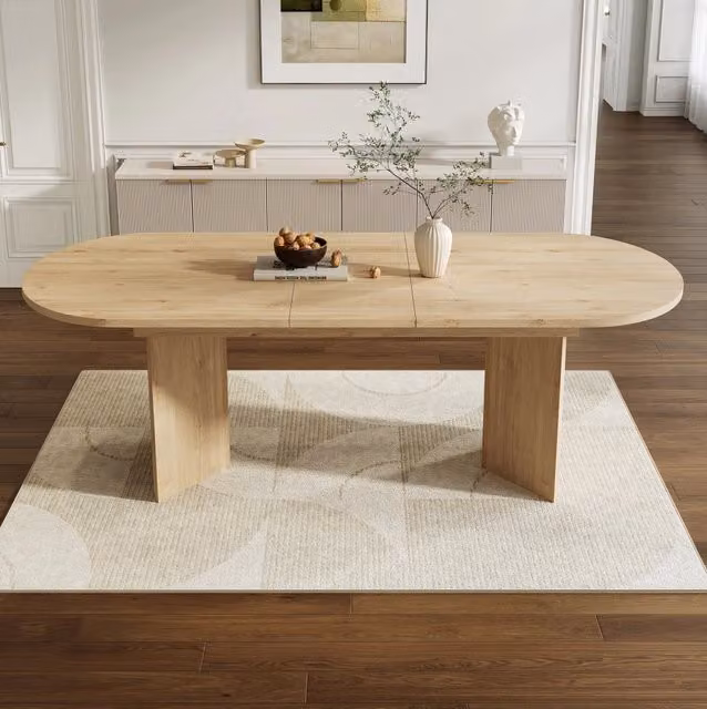 Tavolo da pranzo allungabile in MDF effetto rovere; piano 18 mm
