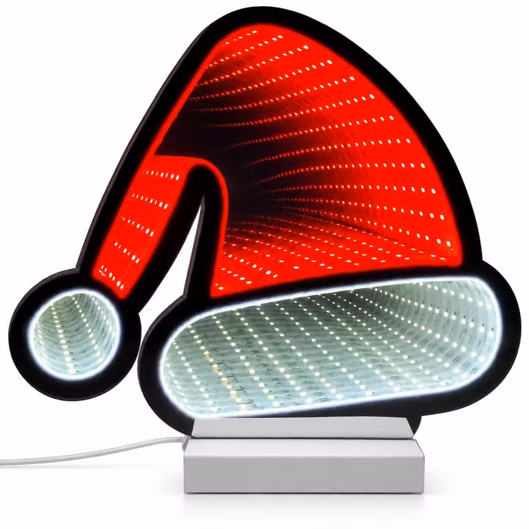 Cappello decorativo a LED con effetto infinito, dotato di timer, dimensioni 20x7x24,5 cm