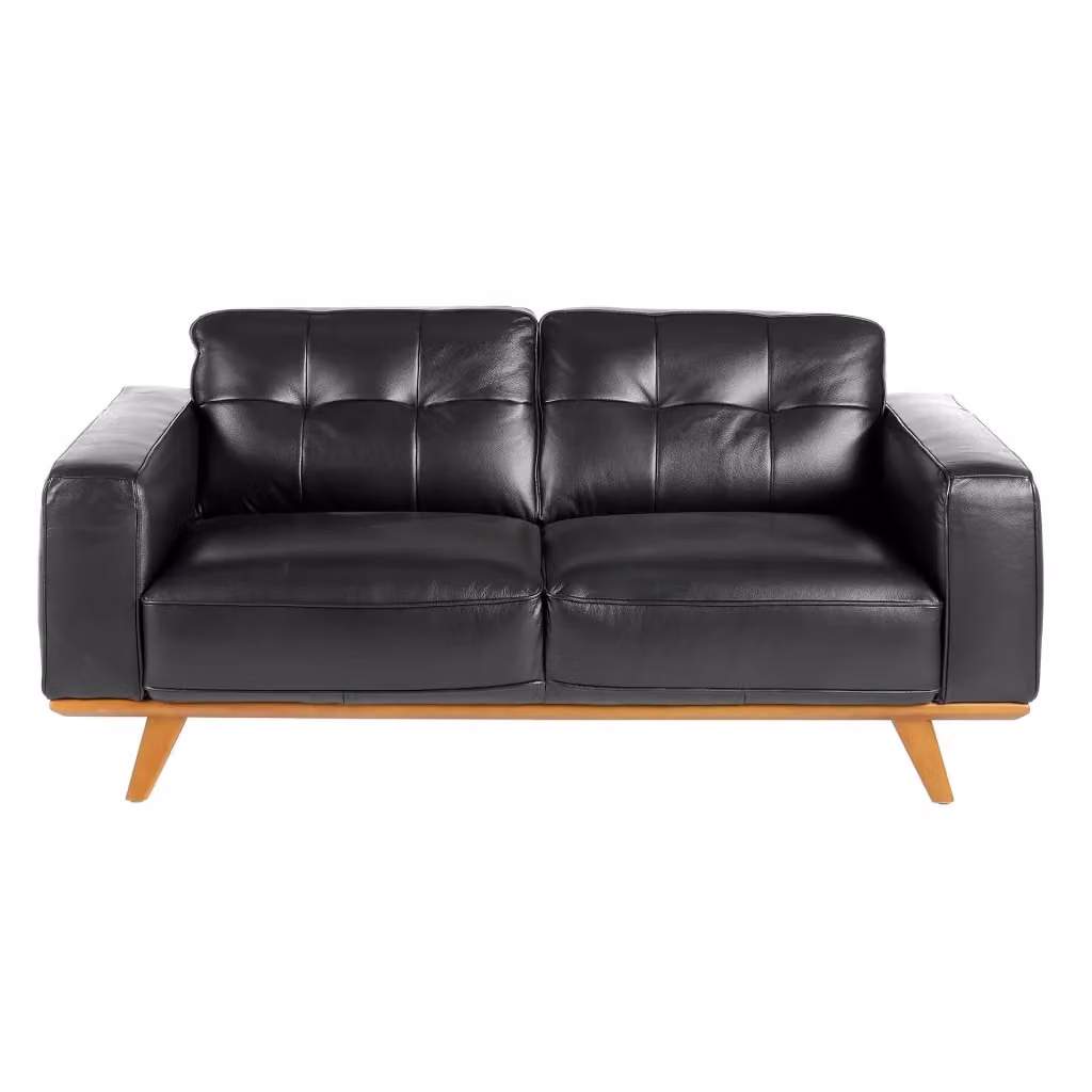 Divano Chesterfield a 2 posti in pelle nera Angel Cerdá con struttura in legno di pino L: 181 cm, P: 78 cm, H: 95 cm – 2
