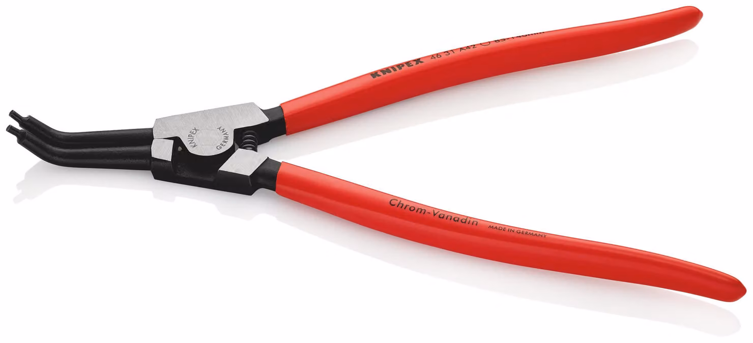 KNIPEX 46 31 A42 Pinza per anelli esterni su alberi con angolo di 45° e rivestimento in plastica nera atramentata 310 mm