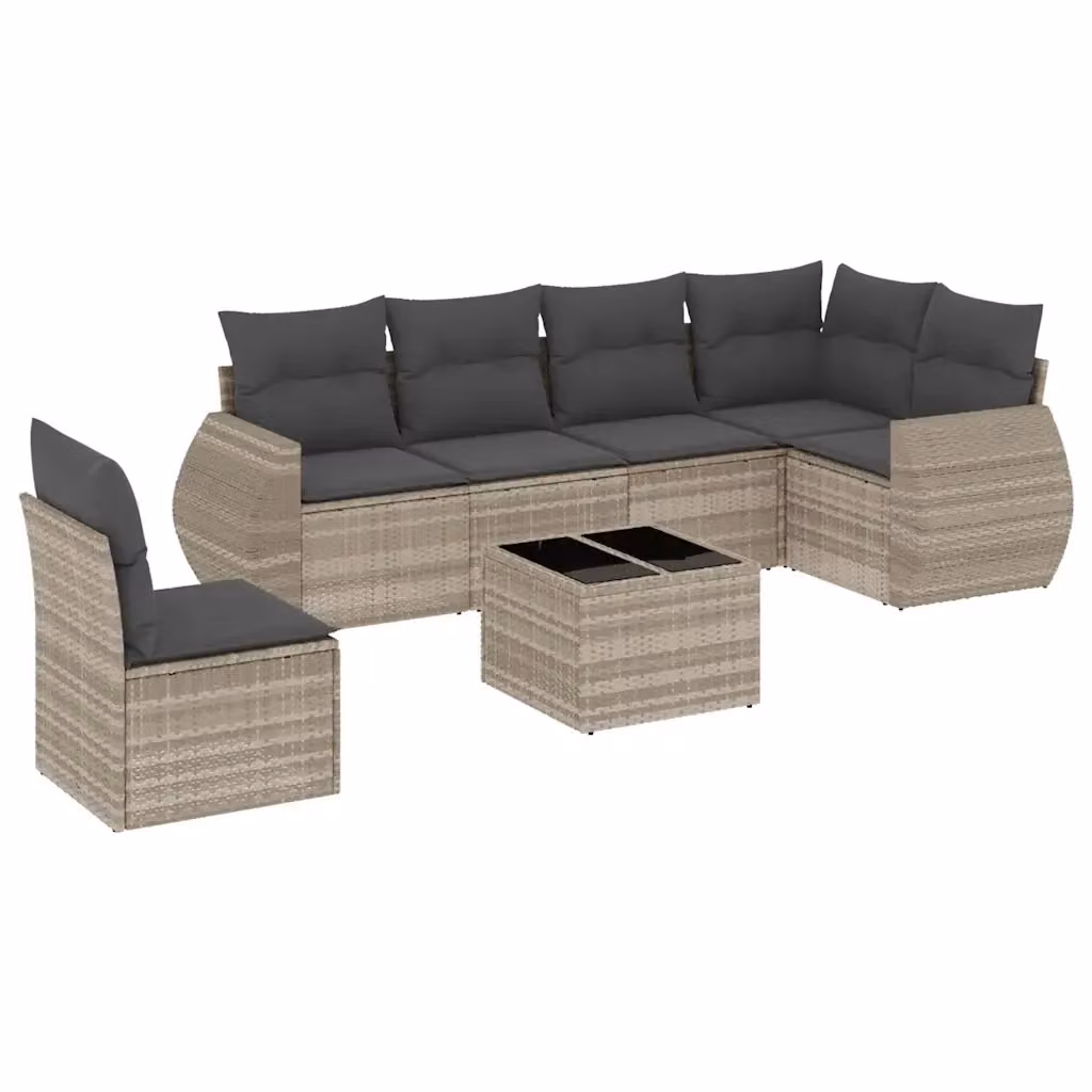 Set di divani da giardino vidaXL in polyrattan grigio antracite con cuscini, tavolino e sedute a L per esterno – 2