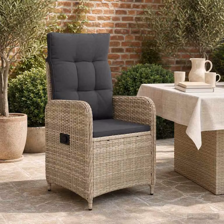Sedia da giardino reclinabile vidaXL in rattan e metallo, Grigio