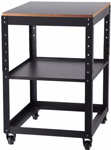Supporto per Pialla a Spessore VEVOR con Ripiano di Lavoro a 3 Livelli, Regolabile in Altezza, con Ruote, Colore Nero, L/P/H: 90,0 x 70,3 x 60,3 cm