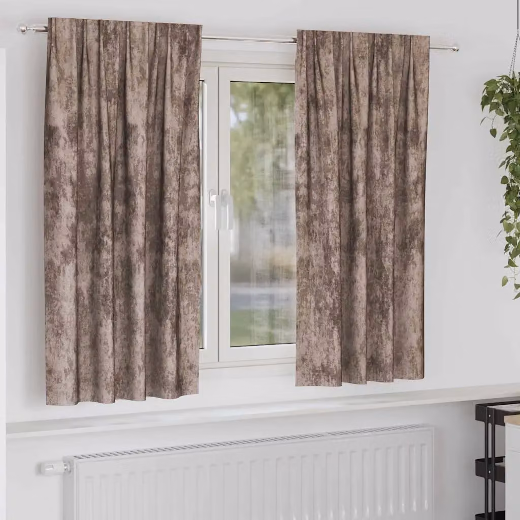 Set di 2 tende blackout in velluto vidaXL, color beige, termoisolanti, L: 175 cm x H: 140 cm