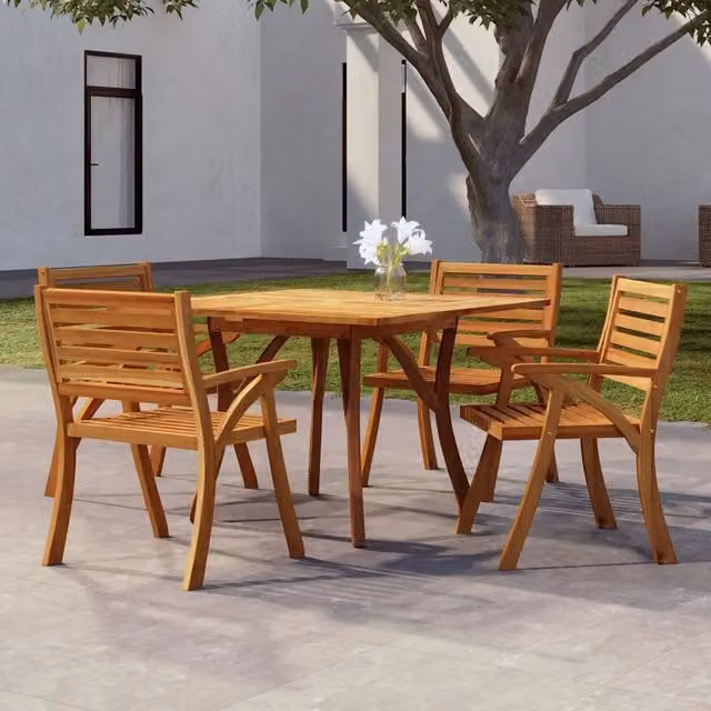 Tavolo da giardino quadrato vidaXL in legno di acacia oliato marrone L/P/H: 110 x 110 x 75 cm