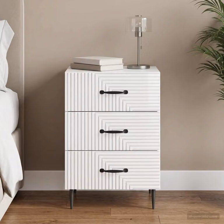 vidaXL Armadio da Notte Moderno con Cassetto Bianco Lucido L 43 cm, P 41 cm, H 66,5 cm