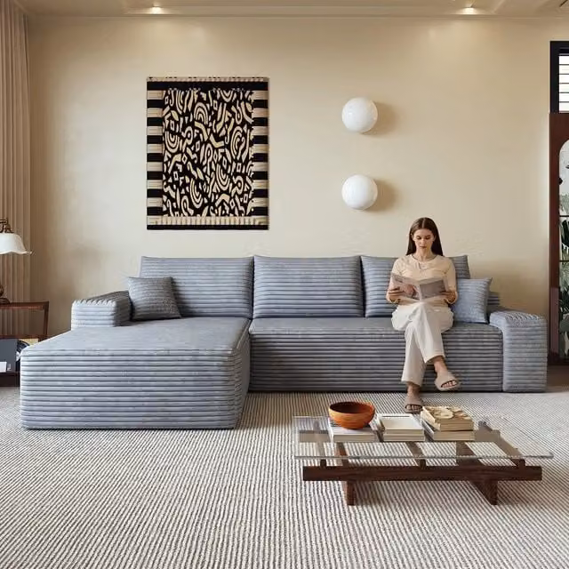 Divano angolare Chaise Longue ¨C Minimal ¨C grigio tessuto 270cm