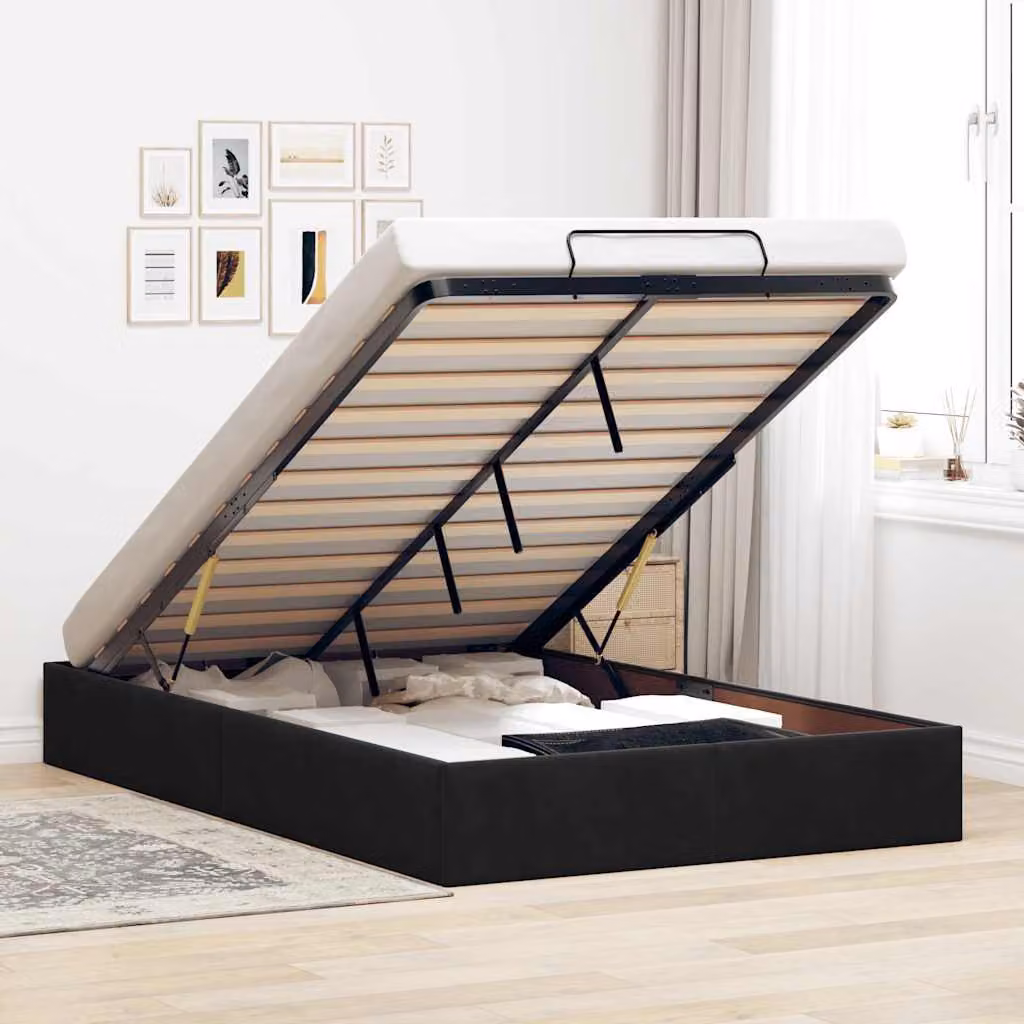 Struttura Letto con Contenitore a Sollevamento vidaXL in Velluto Nero L 120 x P 200 cm