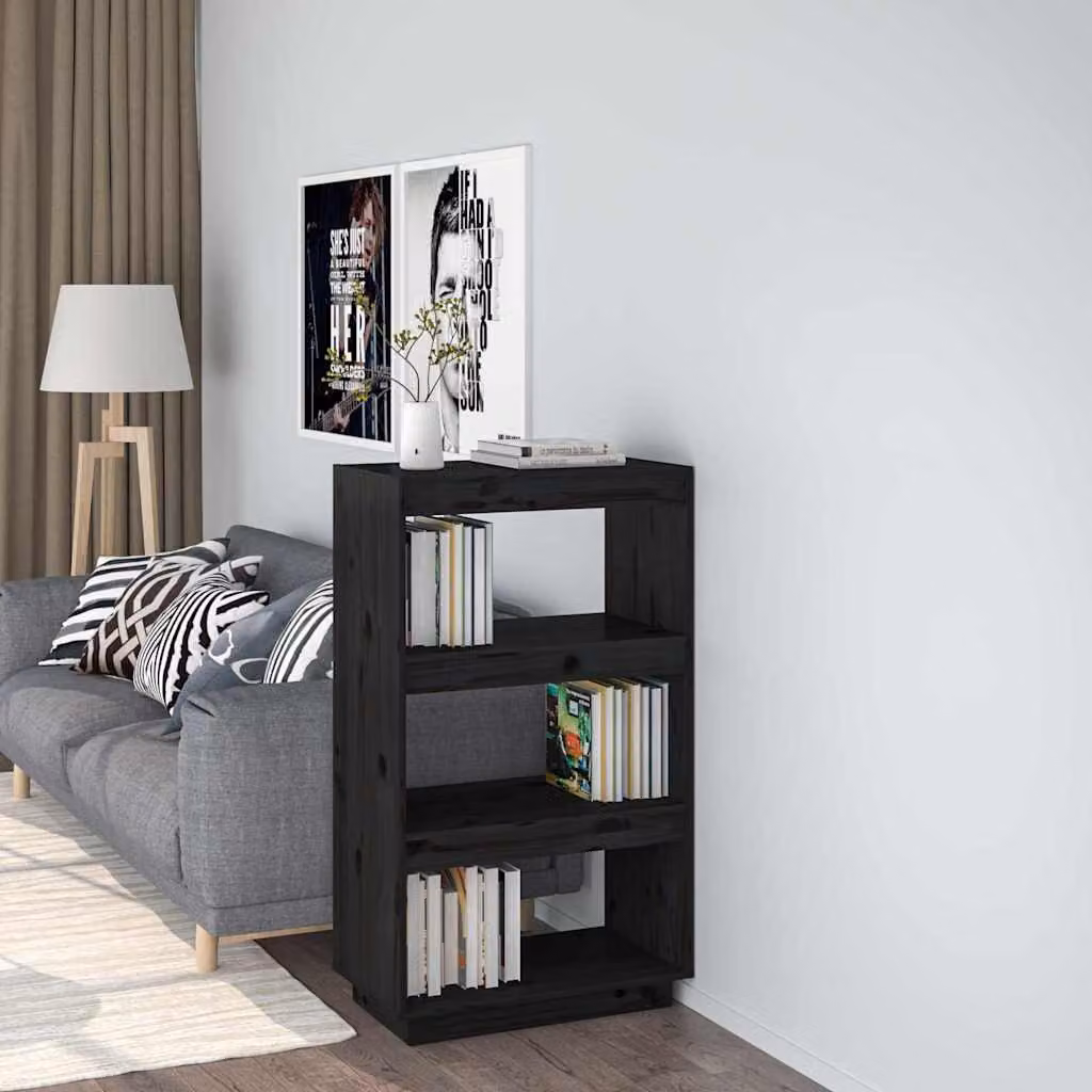 Libreria/Divisorio vidaXL in Legno Massello di Pino Nero, L: 60 cm, P: 35 cm, H: 103 cm