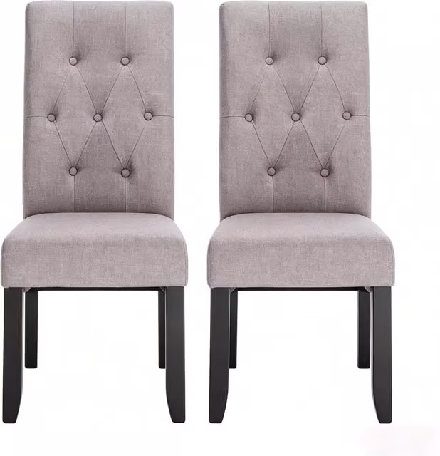 Set di 2 sedie da pranzo 107 cm, seduta 47 x 42 cm in lino grigio chiaro, schienale alto