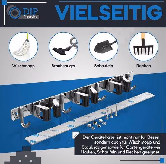 Organizer per utensili domestici con 4 ganci e 3 supporti