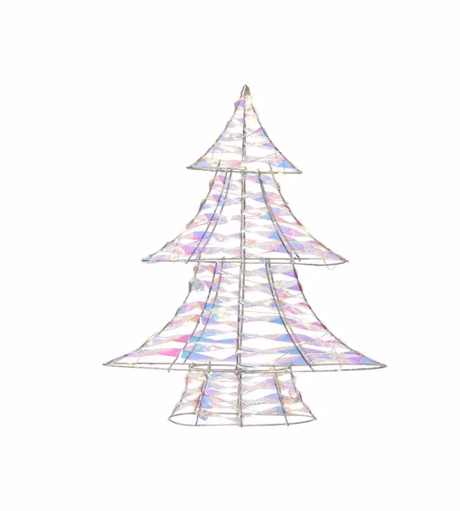 Lumineo Albero di Natale Iridescente - 30 LED Bianco Caldi - 40 cm