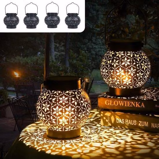 Set di luci solari per il giardino, impermeabile e resistente alla ruggine, ideale per patio e prato, composto da 4 pezzi