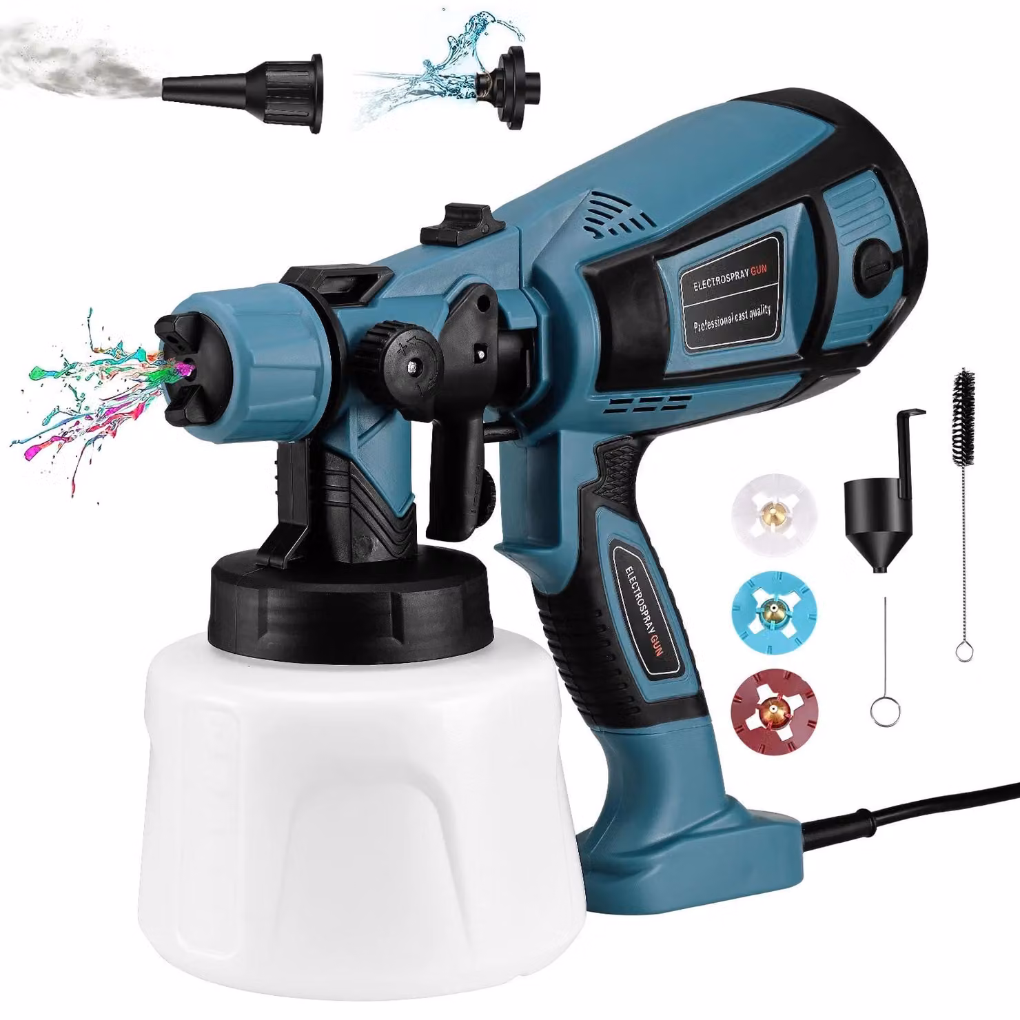Pistola a spruzzo elettrica per verniciatura - Sistema di verniciatura a spruzzo - Potenza: 650W - 3 modalità di spruzzo - 4 ugelli - Serbatoio da 1400 ml - Adatta per pareti, recinzioni, mobili