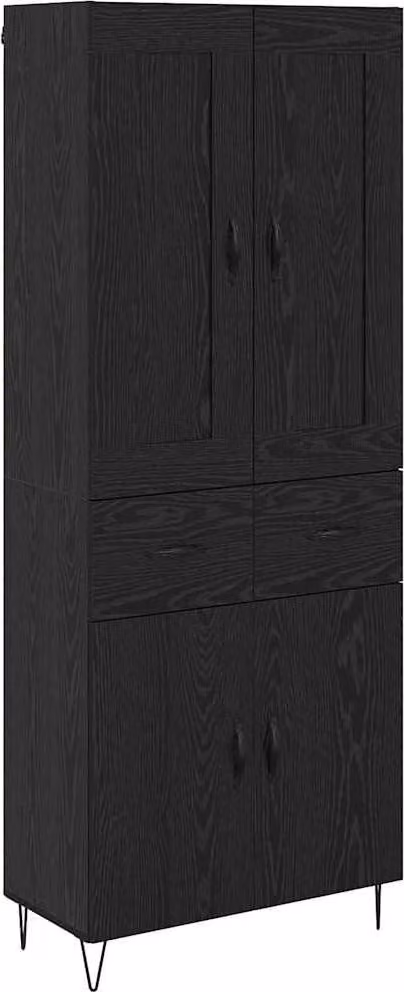 Credenza Rovere Nero 69,5 x 34 x 180 cm Legno multistrato