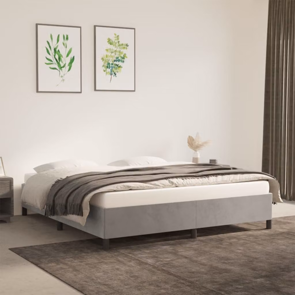 The Living Store Struttura letto grigio chiaro 180x200 cm in velluto