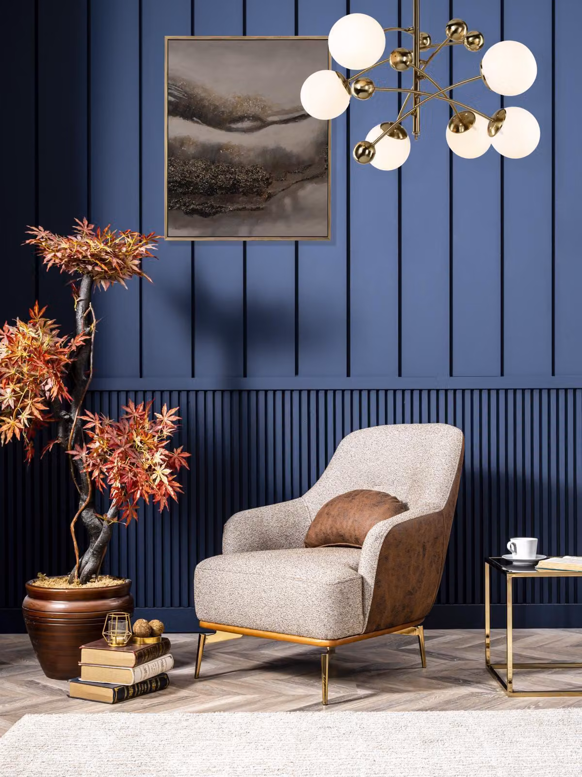 Sessel 1 Sitz Einsitzer Luxus Polster Sitz Design grau Wohnzimmer