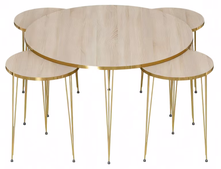 Eleganter schwarzer Holz-Couchtisch mit Beistelltischen im modernen