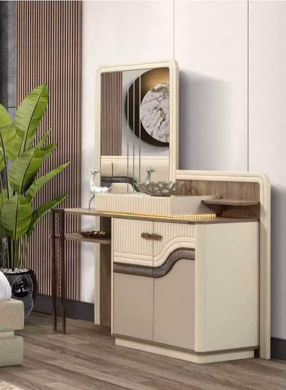 Designer Schminktisch mit Spiegel im Schlafzimmer Schick Möbel Kommode
