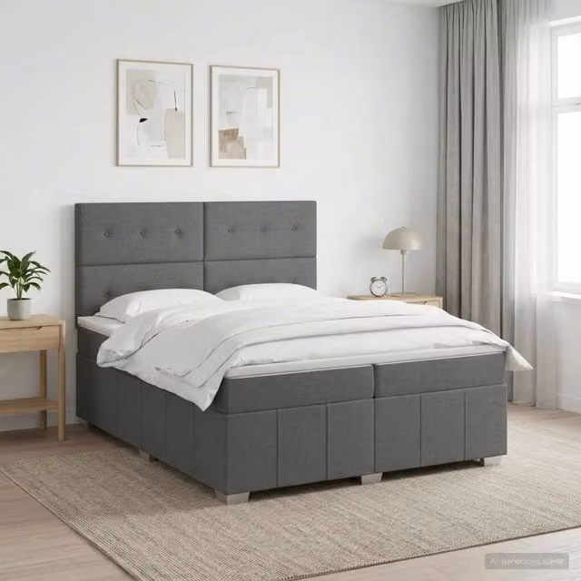 Letto box spring con materasso vidaXL Grigio Scuro L/P: 200 x 200 cm – 1