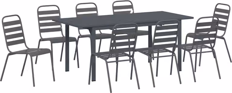 Set da Pranzo per Giardino 9 pcs Antracite