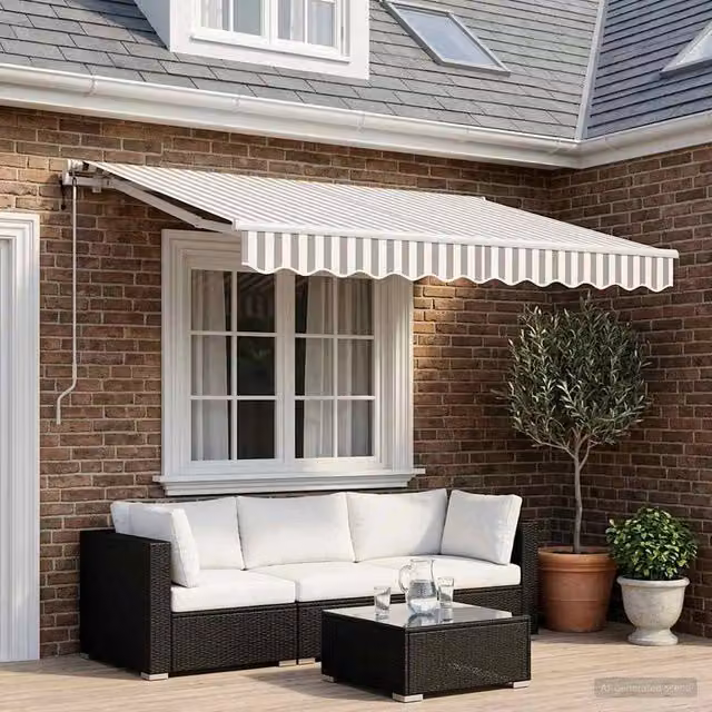 Tenda retrattile Grigio chiaro e bianco 350 x 250 cm Poliestere 3425937