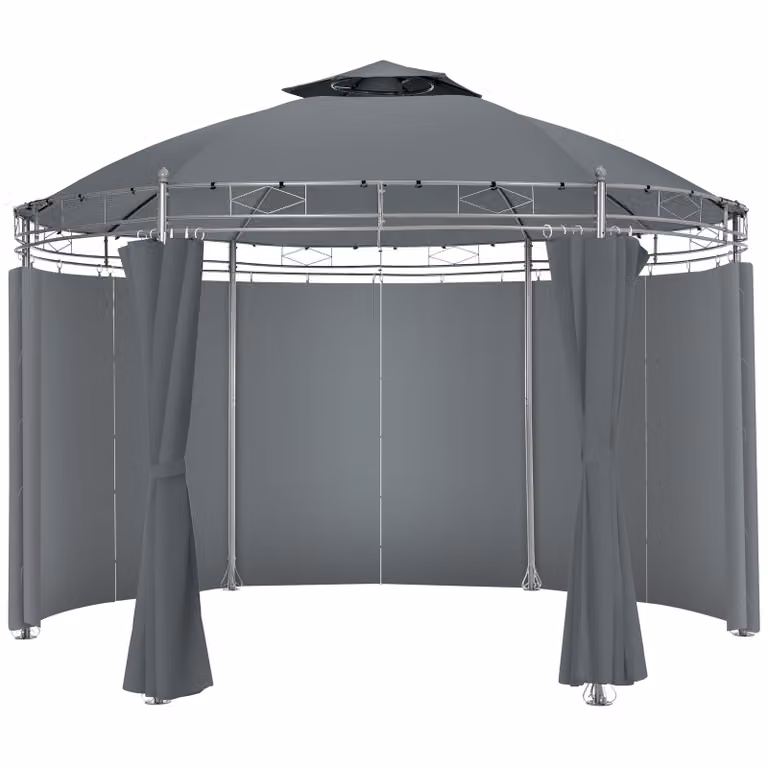 Gazebo da giardino deluxe Siana TecTake GmbH antracite con finestre curve L: 350 cm, P: 350 cm, H: 280 cm