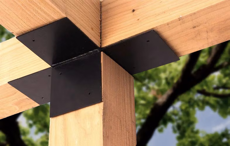 Connettore a quattro vie nero per travi 20 x 20 cm modello aperto - al pezzo
