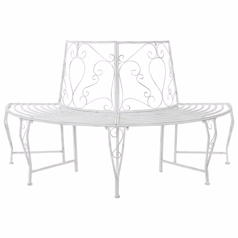 Panchina da giardino vidaXL per 4 persone in acciaio verniciato bianco, L: 160 cm, P: 80 cm, H: 89 cm