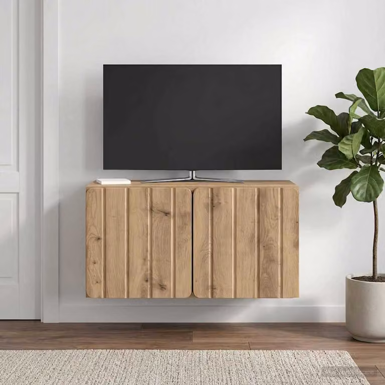 Mobile Porta TV da Muro vidaXL in Rovere Artigianale, Marrone, L: 59,5 cm, P: 31 cm, H: 30 cm