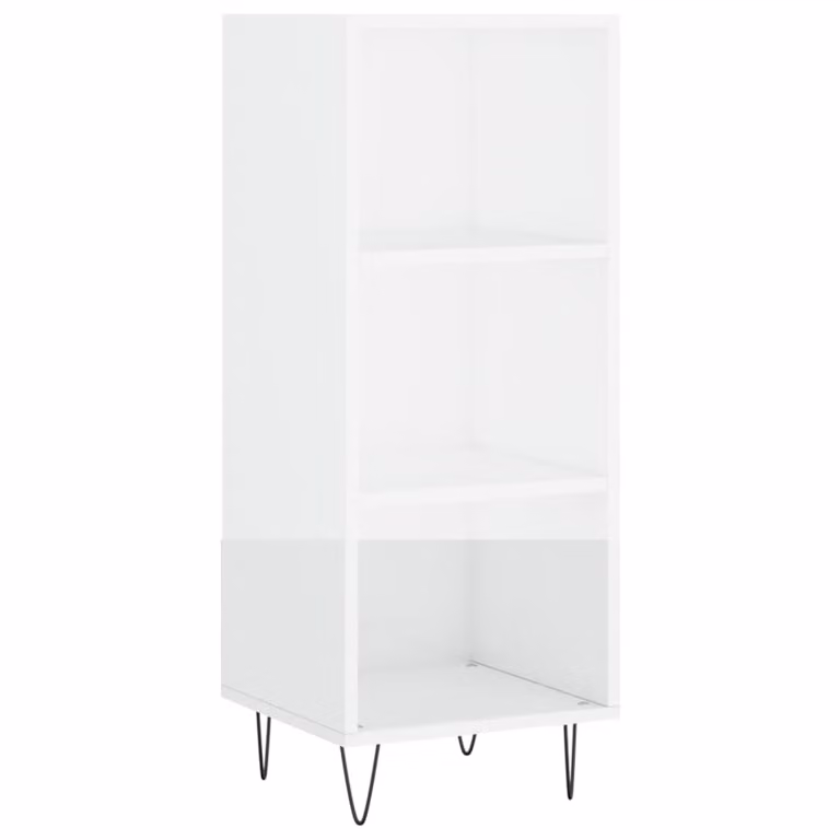 Credenza Bianco Lucido 34,5x32,5x90 cm in Legno Multistrato
