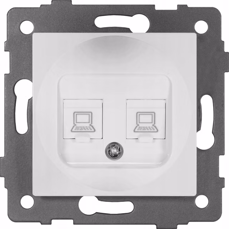 TG ELECTRO MODERN-Q LAN, presa doppia RJ45 Cat.6, bianca
