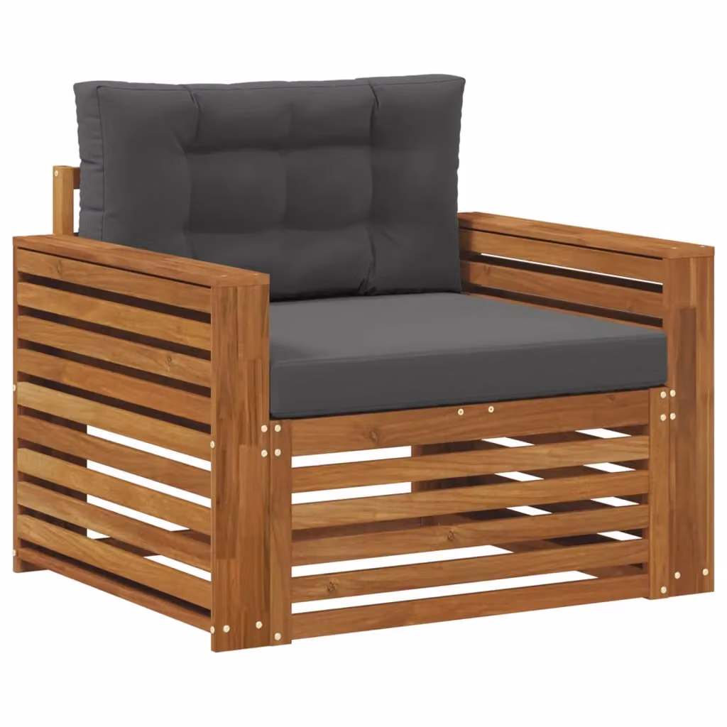 Divano da esterno moderno in legno di acacia massello e poliestere colore grigio antracite – 2