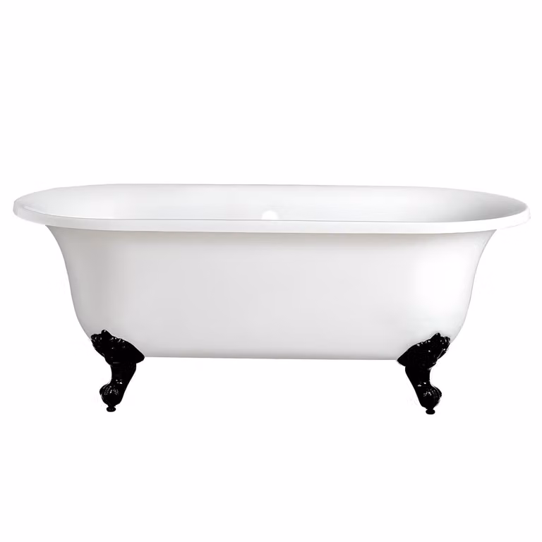 Vasca da Bagno Centro Stanza in Acrilico 1730 x 780mm con Piedini Tradizionali Neri - Richmond