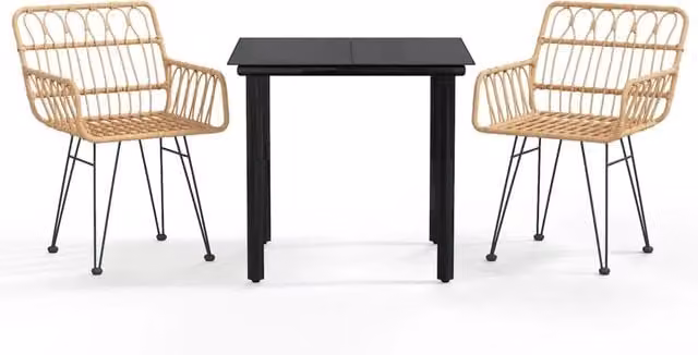 Set da Pranzo da Giardino 3 pz | Set Salotto da Giardino in Polyrattan