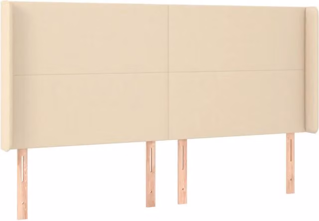 Testata ad orecchio in tessuto beige con struttura in legno di larice L: 183 cm, P: 16 cm, H: 118/128 cm